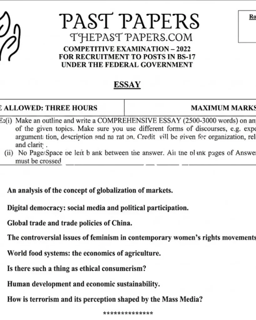 CSS Essay Topics 2022